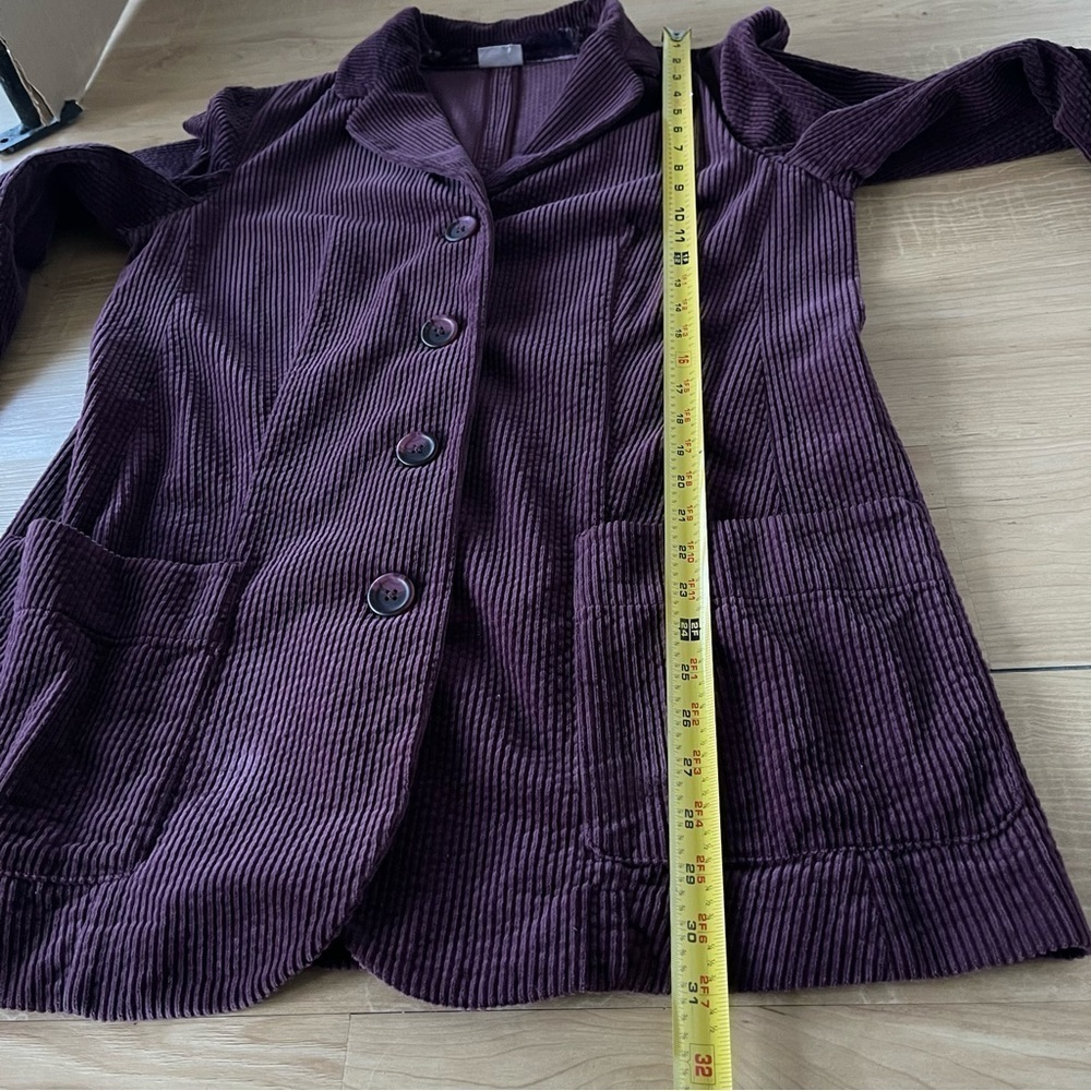 J. Jill Wide Wale Corduroy Velvet Trip Chore Jacket Coat Purple Plum Shacket - Picture 10 of 13
